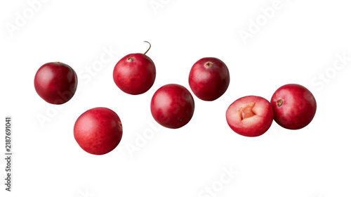 Fresh red cranberries isolated on transparent background as png file for professional food photography and graphic design