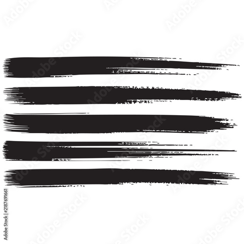 Black grunge paint brush stroke borders set for frame decoration.