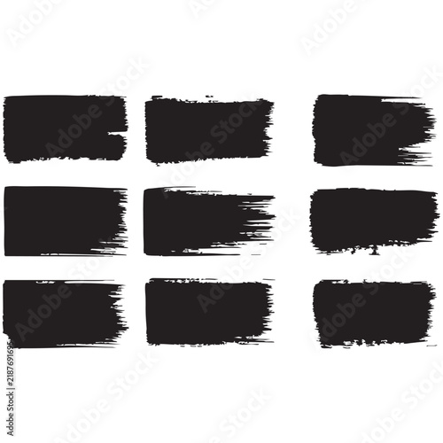 Black distress watercolor rectangle paint banners collection set.