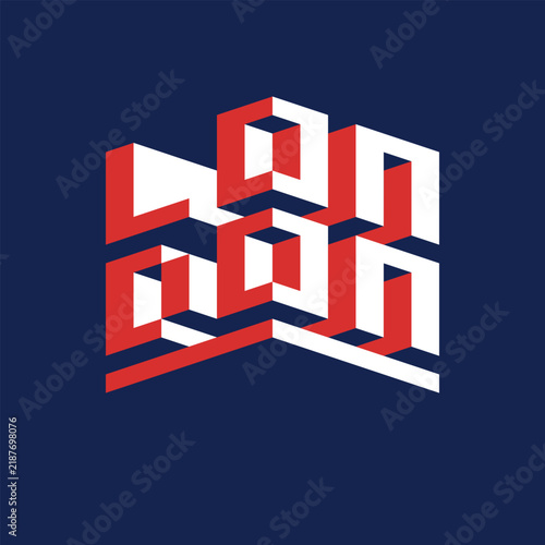 London England 3D text illustration, isometric typography, travel destinations, city name, t-shirt graphics, abstract background