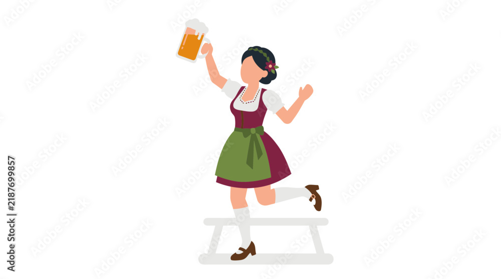 Fototapeta premium Happy Bavarian Girl Toasting with Beer Stein
