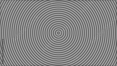 Fundo abstrato em escala de cinza com círculos concêntricos em relevo, criando efeito óptico tridimensional, hipnótico e moderno para design e composição visual.