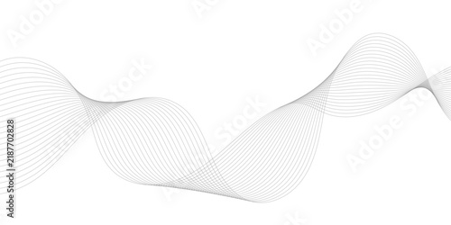 Abstract grey wave line vector on white background, minimalist flowing blend curve pattern, elegant smoke motion graphic for corporate presentation, clean digital frequency design element