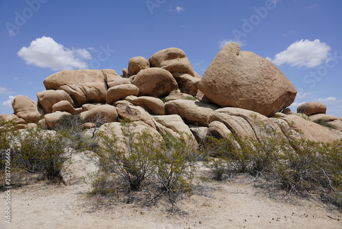 Panorama of a granite rock landscape at Joshua Tree National Park, California, United States of America