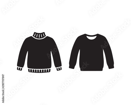 Two winter sweaters in black silhouette against a white background clothing apparel illustration silhouette