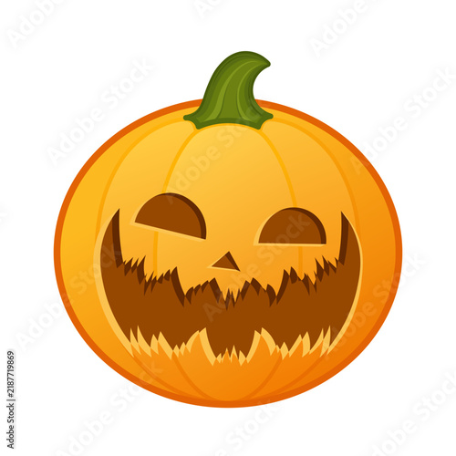 Obraz na plátně Pumpkin with grisly scary face Large size of Halloween emoji