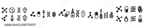 set of vector Skincare ingredient glyph icon set. Molecule, vitamin, serum, collagen, crystal minimal vector illustrations. Simple silhouette sign for cosmetics and dermatology.