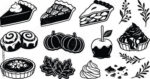A delightful thanksgiving feast an artistic collection of traditional desserts and autumnal elements for a joyful celebration