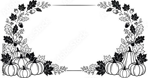 A festive thanksgiving day frame featuring pumpkins leaves and autumnal elements perfect for holiday greetings and celebrations