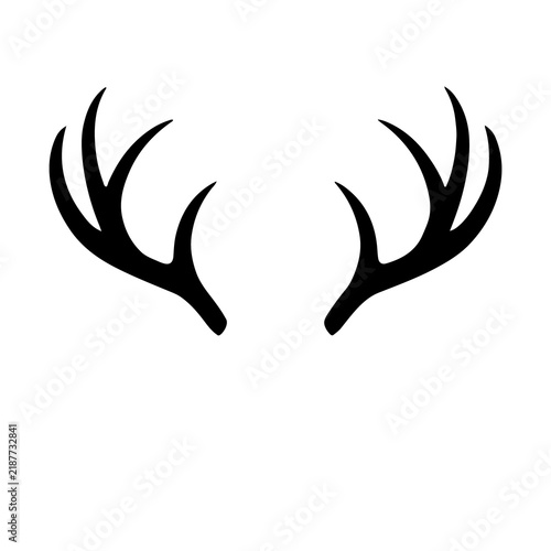 A large deer horns symbol in the center. Isolated black symbol. Illustration on transparent background