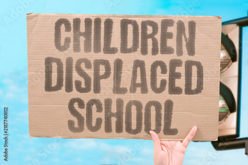 Fotografie "Children Displaced School" Young students lose educational opportunities due to ongoing displacement crisis