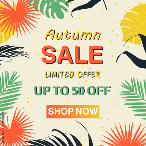 Autumn sale banner with Autumn SALE limited offer UP TO 30 OFF ORDER NOW.
