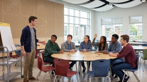 Peer workshop in a flexible school cafeteria
