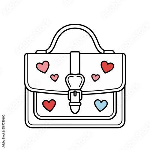Vector illustration of a satchel with heart designs