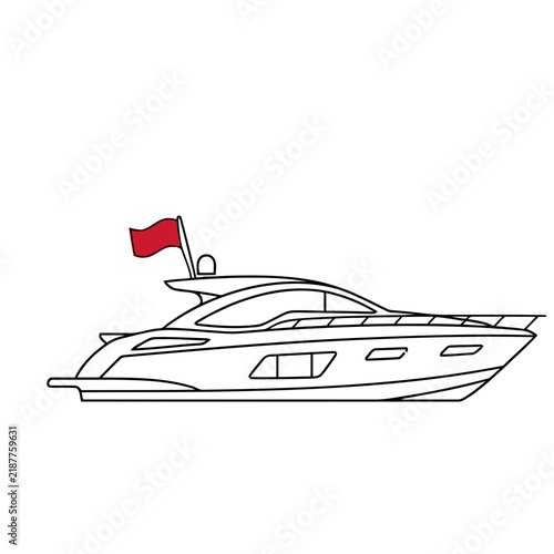 Yacht with Red Flag