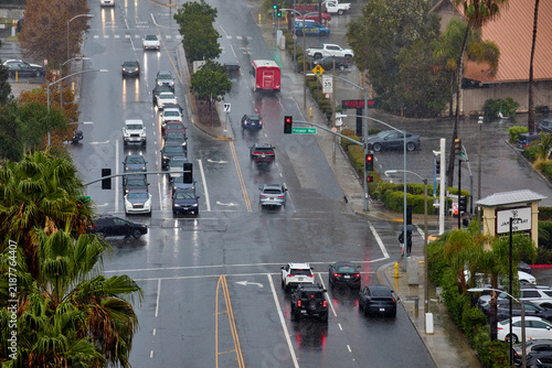 Canvastavla Heavy Rain on Admiralty Way in Marina del Rey