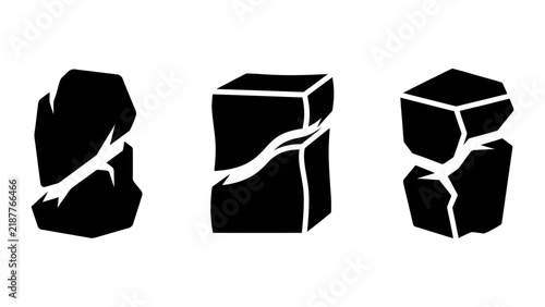 Картината върху платно Broken or cracked stone blocks concrete cubes showing structural damage fragment