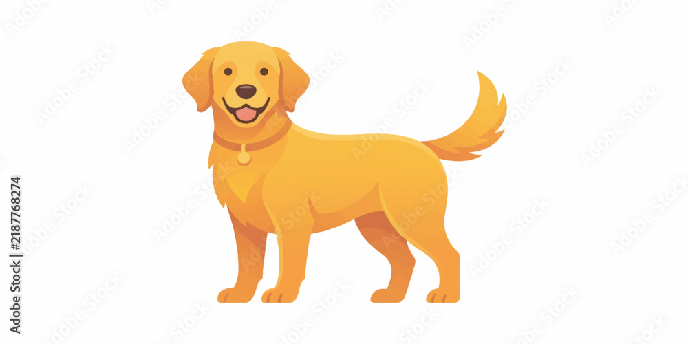 Obraz premium Golden Retriever Dog Standing Proudly Isolated on White Background