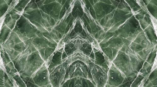 Polished bookmatched green marble texture with symmetrical white veins and deep sage emerald tones, ideal for luxury 3D feature wall material mapping, jewel-tone product stage mockups, and opulent