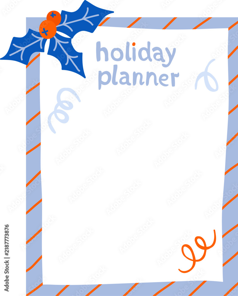 Obraz premium Winter Holiday Planner Notes Template Doodle