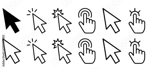 Mouse Cursor And Click Flat Vector Icons
