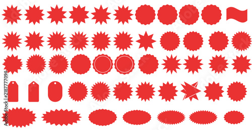 Red Sale Badges And Starburst Vector Set