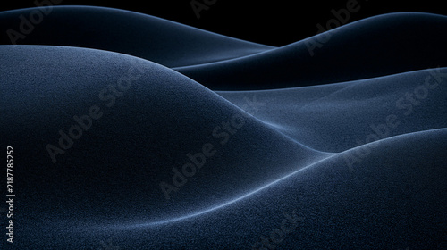 Abstract Waves of Dark Sand Undulating Smoothly in a Minimalist Landscape