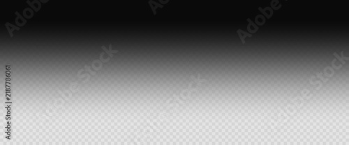 Black gradient fading smoothly into transparency. Horizontal shadow overlay effect perfect for layering and vignette design elements
