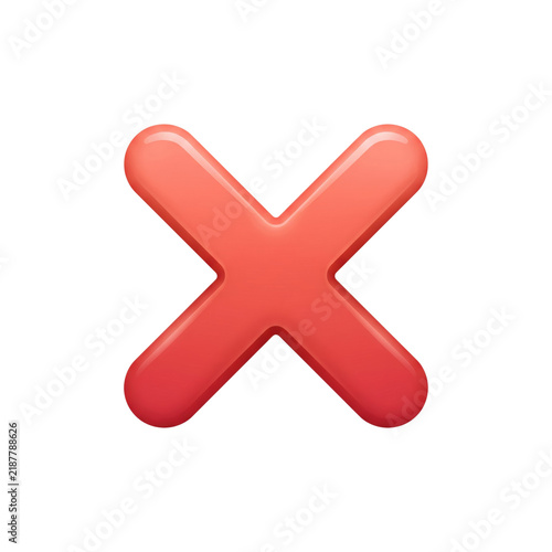 Canvastavla Red cross mark icon for cancel error and rejection