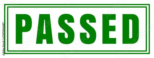 Green Rectangular PASSED Stamp Badge Isolated on Transparent Background