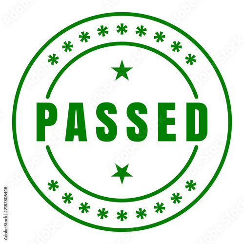 Green Circular PASSED Seal Badge with Stars and Asterisks Isolated on Transparent Background
