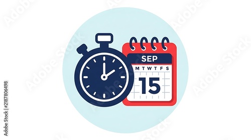 Stopwatch and September calendar icon
