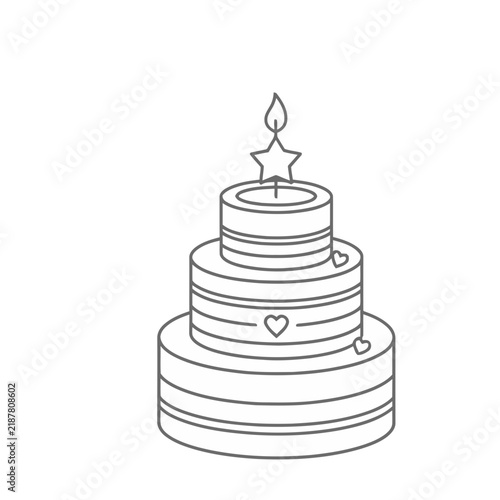 Three Tier Cake with Candle and Star