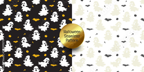 Cute Halloween Ghost Seamless Pattern Vector Background