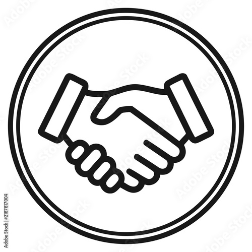 Minimalist Outline Handshake Deal Partnership Agreement Sign Circle Button Icon