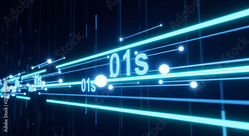 Futuristic digital binary data stream background