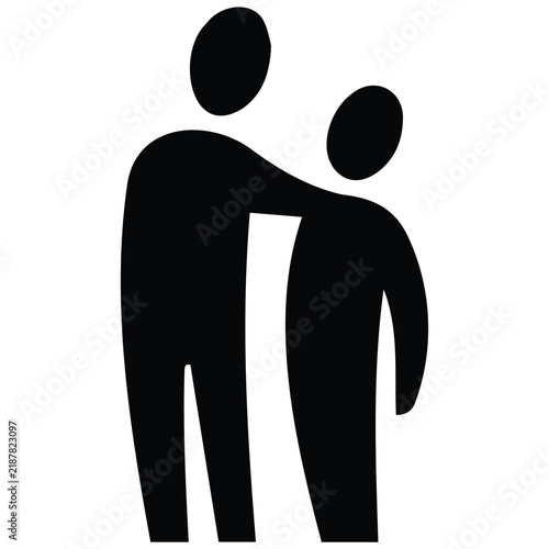 Empathy silhouette icon representing supportive friendship connection for human wellness.