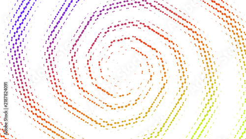 Vibrant Rainbow Dotted Spiral Halftone Pattern on White Background