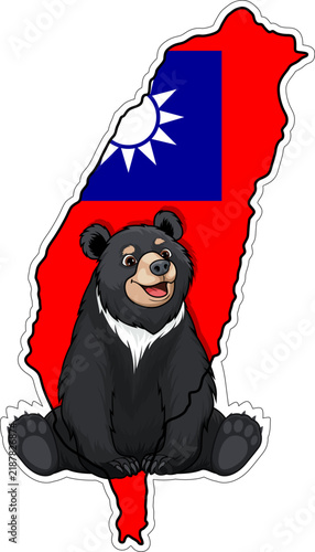 Taiwan Black Bear Sticker – Cute Formosan Black Bear on Taiwan Map