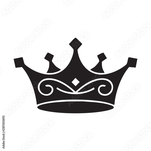 Quadro su tela Royal Crown Silhouette with Ornate Swirls on White Background for Regal Concepts