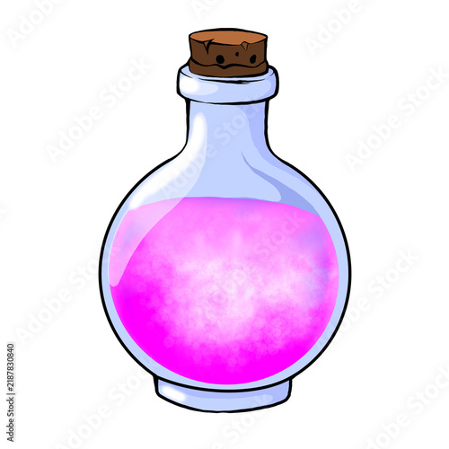 Принти на полотні Pink Potion in Glass Bottle with Cork Stopper
