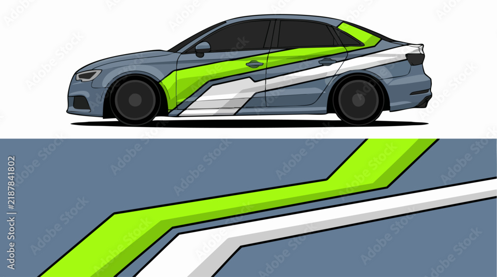 Fototapeta premium Abstract Racing Car Vinyl Wrap Design Template.