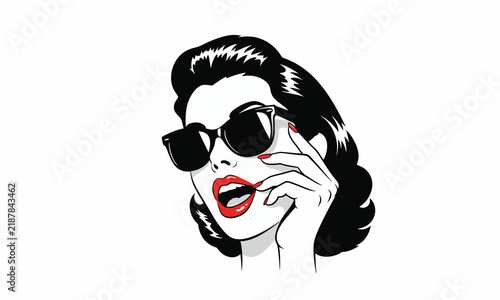 Stylish woman in pop art style wearing sunglasses
