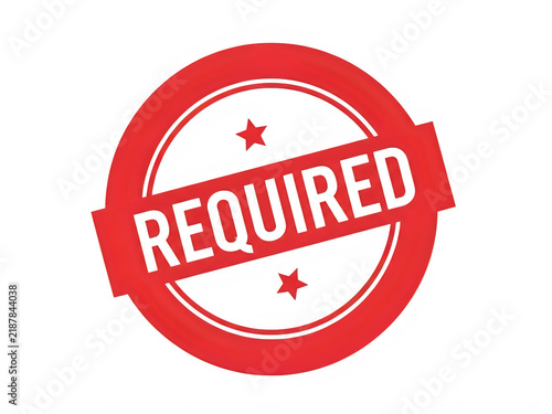 Red round required stamp sign icon with text isolated on transparent background