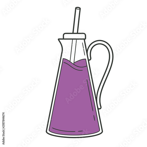 Pitcher with purple liquid and straw