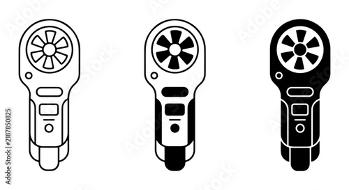 Quadro su tela Anemometer Icons Set, Wind Speed Meter Vector Graphics, Weather Measurement Tool