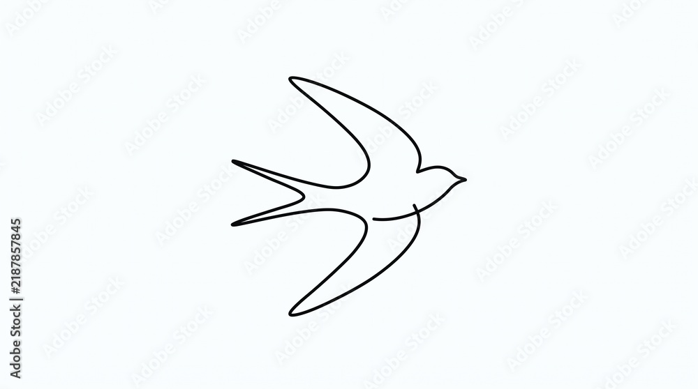 Fototapeta premium 091 91 Minimalist black line art of a flying swallow b Swallow bird li