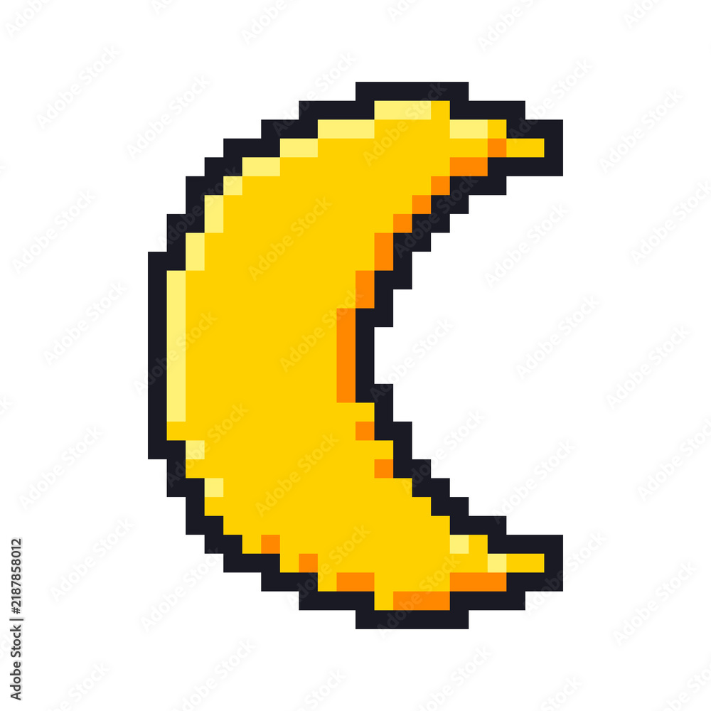 Obraz premium Pixelated yellow crescent moon symbol icon illustration