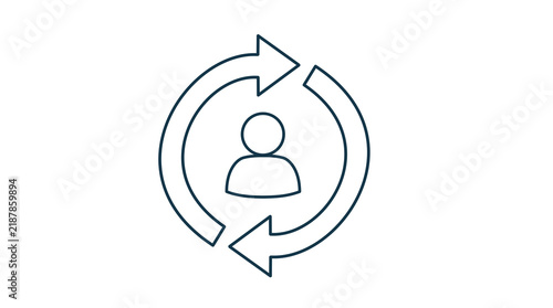 Fotografie User profile with circular arrows update and rotation line art icon vector illus