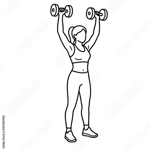 Woman lifting dumbbells overhead